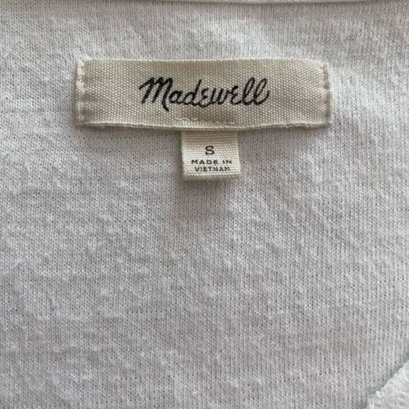 Madewell Small White Cropped Top Long Sleeve Shirt Tie Front S - Picture 2 of 10